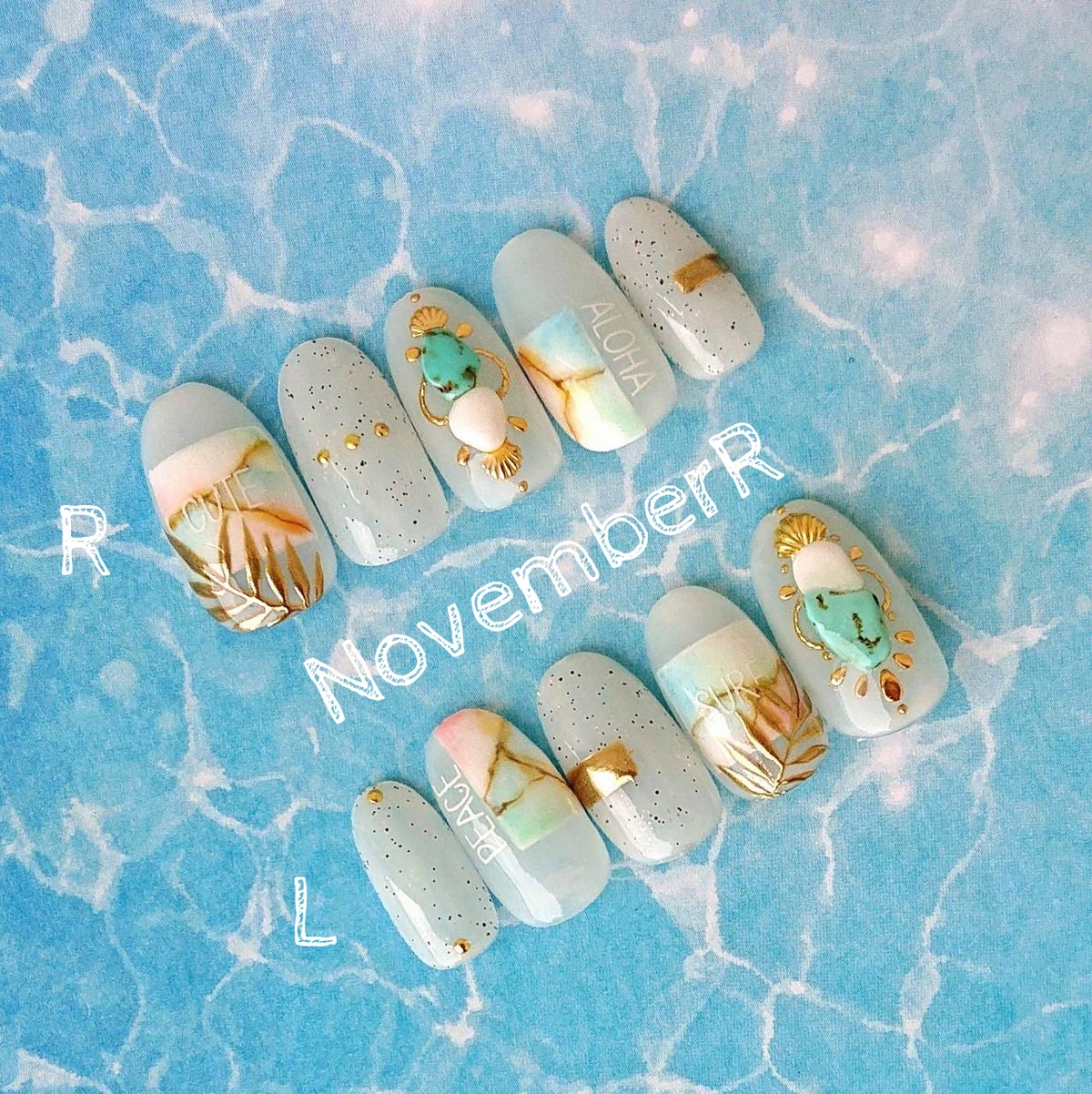 LA665☆おしゃれボタニカルリゾートネイルチップ | NovemberR