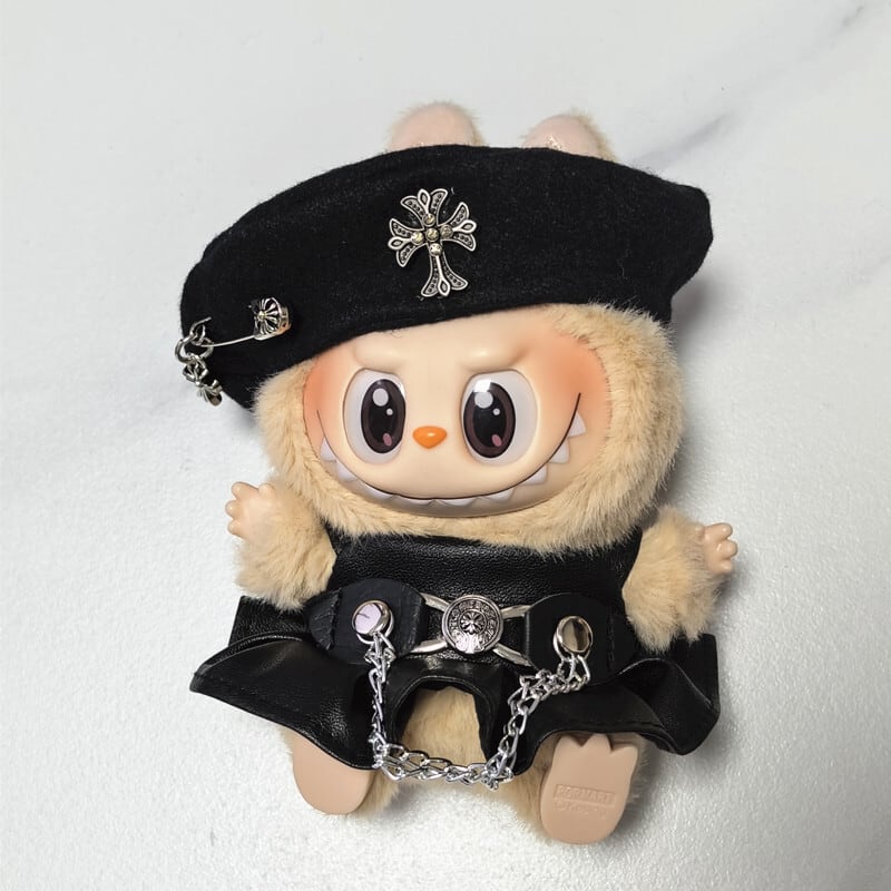 ラブブ 一代二代三代用 クロス レザージャケット＋帽子 Labubu用