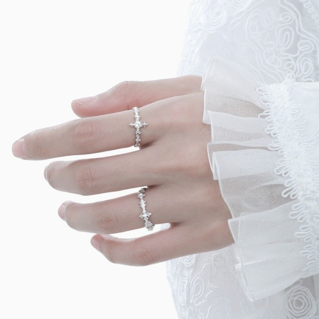Cross design high end open ring C0725