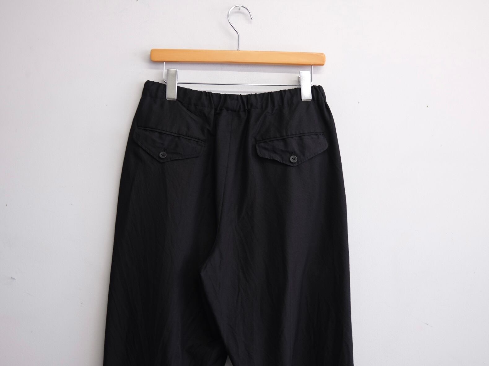 ULTERIOR” WASHED WOOL SILK TWILL DRAWSTRING PANTS BLACK” | Lapel
