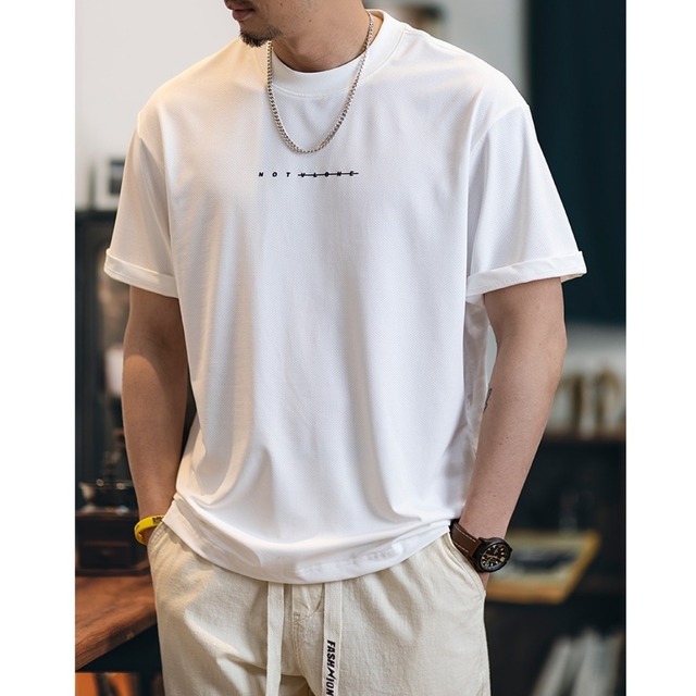 シンプルロゴ メッシュレギュラーフィットTシャツ 2カラー 11012