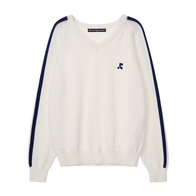 [rest & recreation] RR V-NECK SWEATER - IVORY 正規韓国ブランド 韓国ファッション 韓国代行 レストアンドレクリエーション restrecreation 日本 店舗