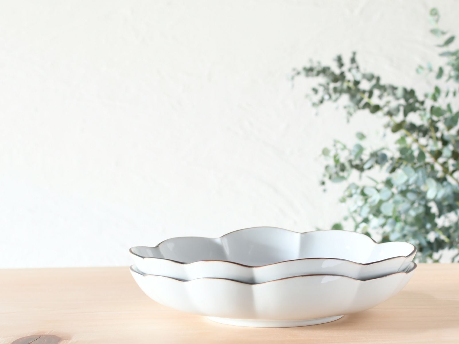 ARITAYAKI STOREオリジナル＊ 有田焼 福泉窯 白釉縁錆変形パスタ