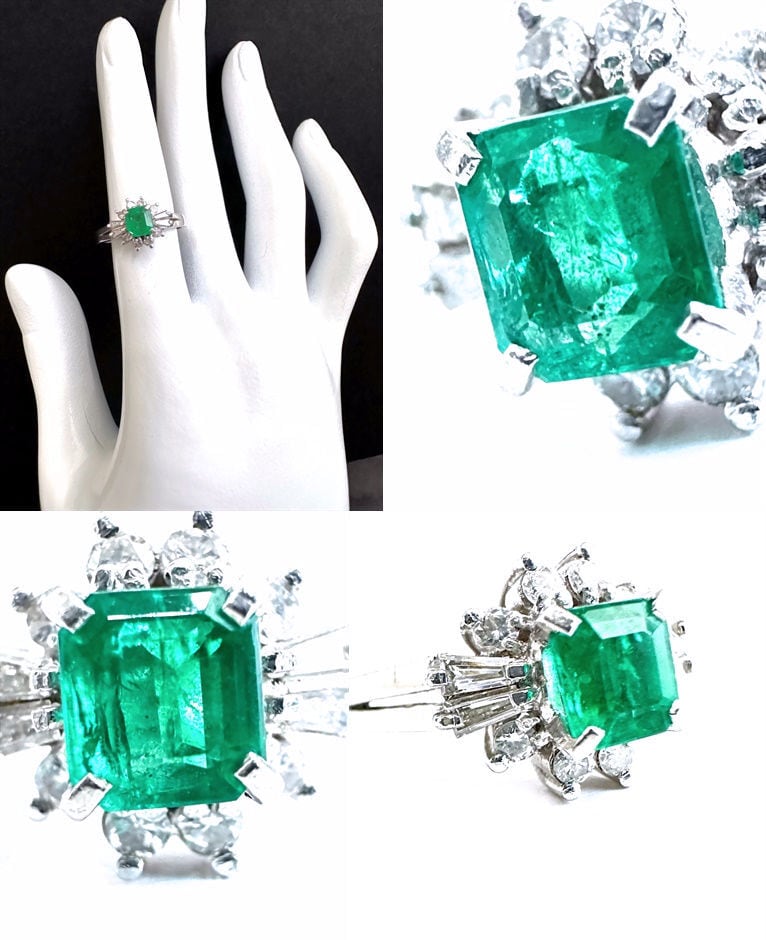 TASAKI タサキ 田崎 エメラルド ダイヤモンド リング バゲットダイヤ