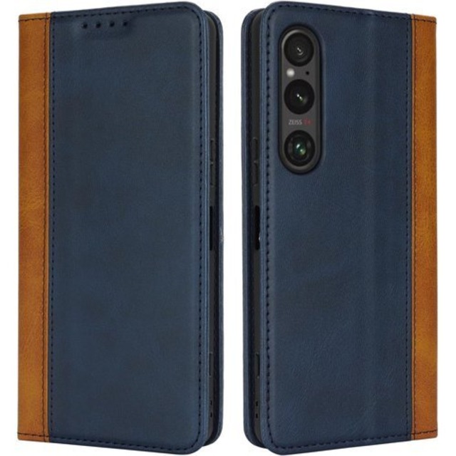 Xperia 1 VI ケース 手帳型 Xperia 1 VI SO-51E doo SOG13 au SoftBank A401SO SIMフリー モバイル 全対応 手帳ケース ソニー エクスぺリア1VI カバー Xperia1 6 携帯ケース case 適用 カードケース iCoverCase 合成皮革 マグネット 携帯カバー 落ち着いた色 2色組合せ レトロ ネイビー 2576