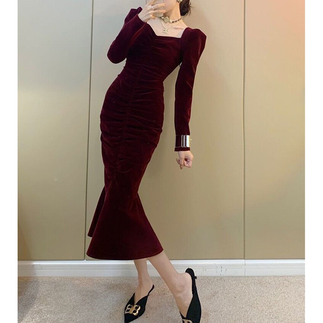 French Style High End Elegant Retro Dress(2color) V2192