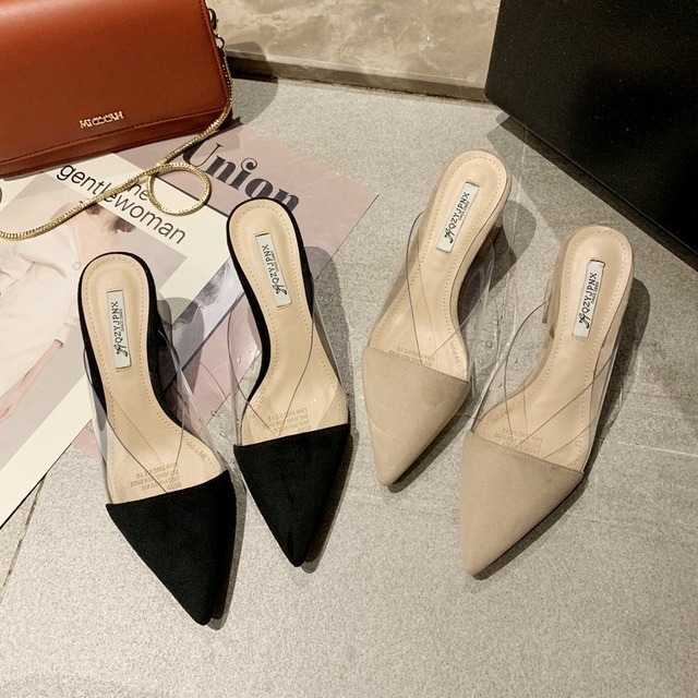 パンプス レディース シューズ ミュール パンプス ヒール ポインテッドトゥ 太ヒール おしゃれ きれいめ エレガント 6? ヒール ミドルヒール 大人 シンプル オシャレヒール チャンキーヒール クリアストラップ OL 通勤 オフィス デート 保護者会 ワーママ ママ ブラック 黒 白 ホワイト 春 夏 秋 冬 10代 20代 30代 40代 50代 きれいめ コーデ セレブカジュアル 韓国 ファッション トレンド db1079