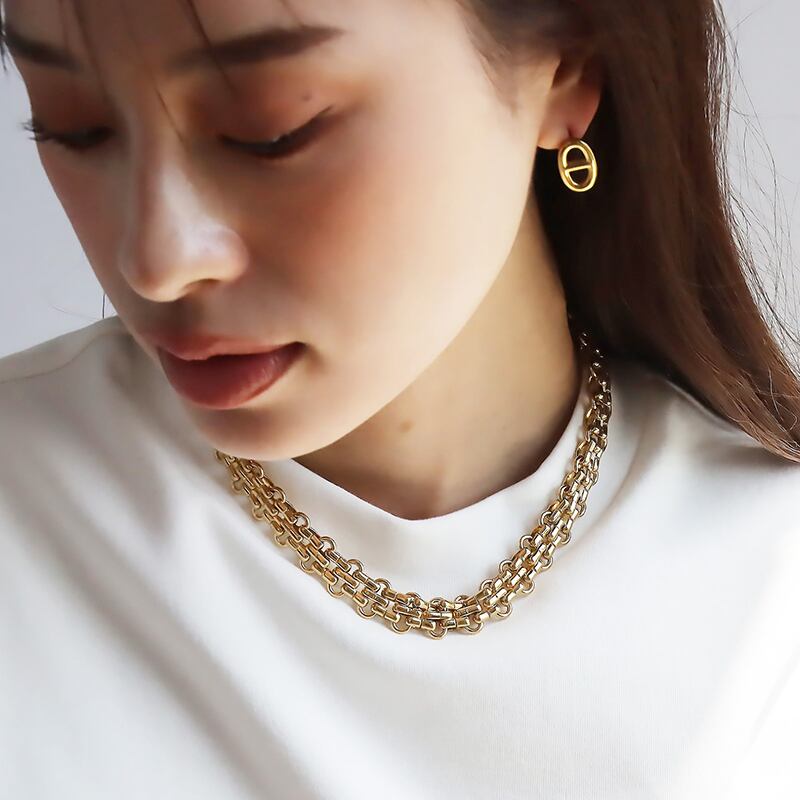 ネコポス便】ネックレス ダブルケーブルチェーンネックレス インパクト