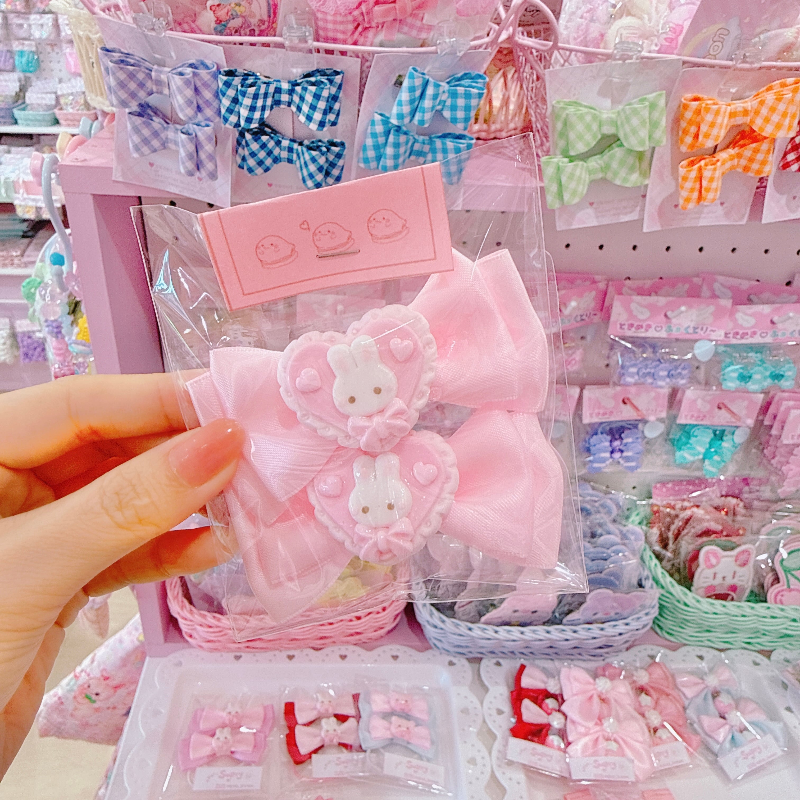 【C9】25-30うさクッキーリボンヘアクリップセット