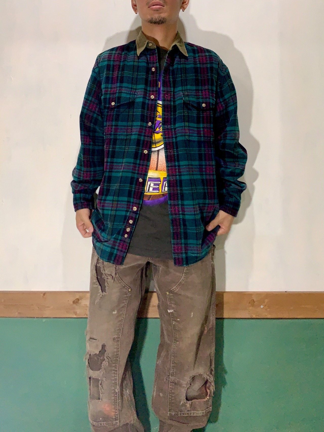 90s  Eddie Bauer flanne Shirt【S】