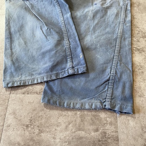50-60s サンフェード パッチワーク フレンチワーク ブルー パンツ W35 詳細写真8