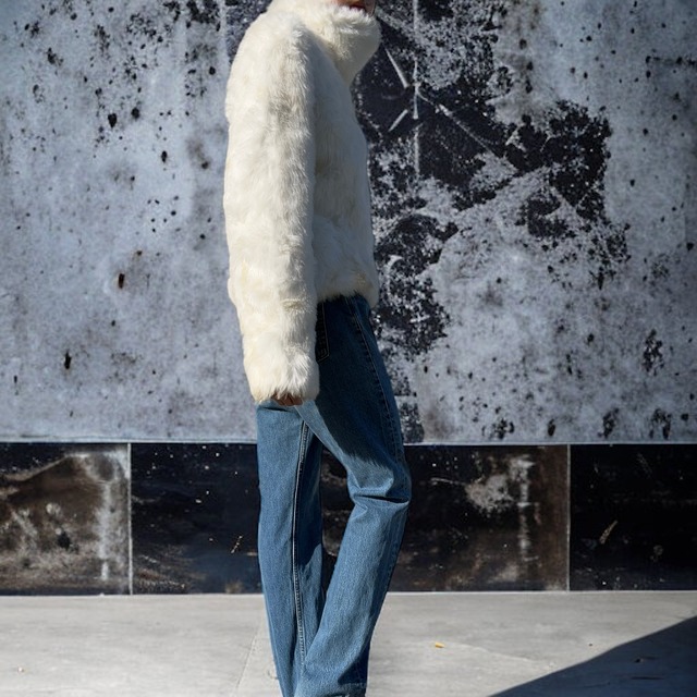 【LADIES'】white fur outer