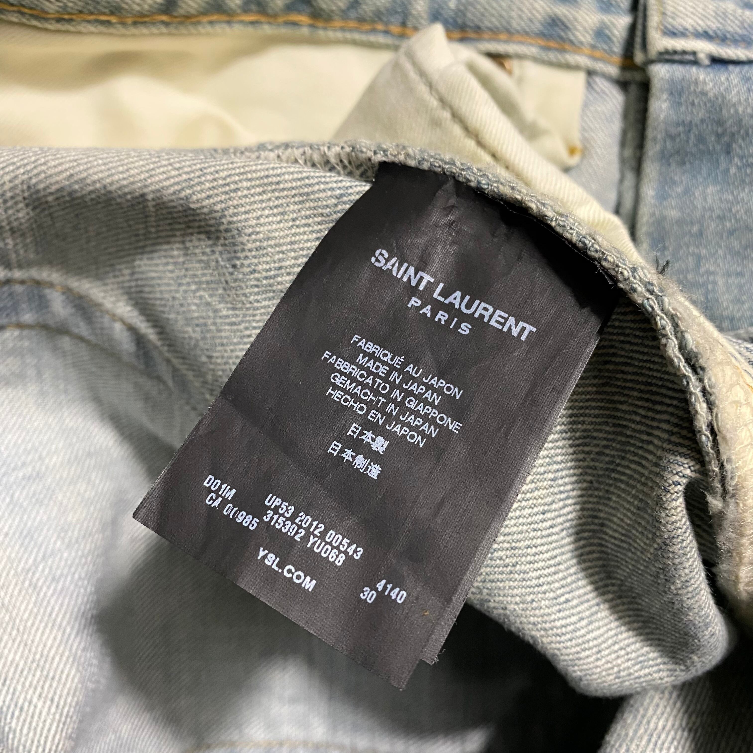 SAINT LAURENT PARIS faded skinny denim pants | NOIR ONLINE