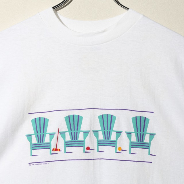 Deadstock XL 87年 USA 袖裾シングル Harborside Graphics Tシャツ ハーバーサイドグラフィックス