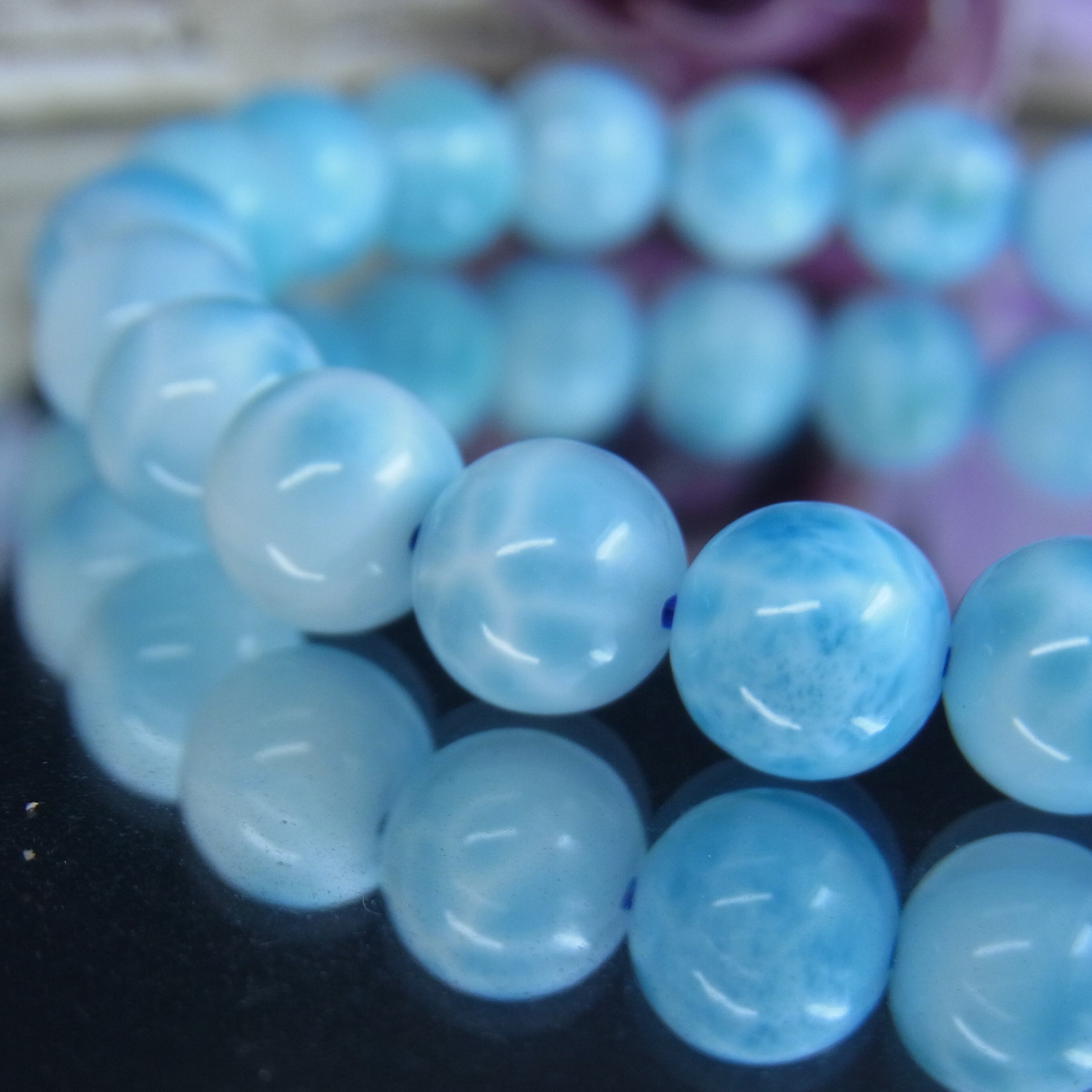 premium SA ラリマー 8mm 鑑別書付 ドミニカ産 シャトヤンシー 