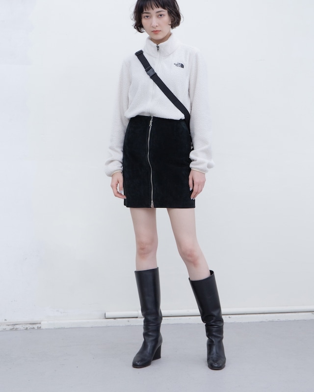 1990s double zip suede mini skirt