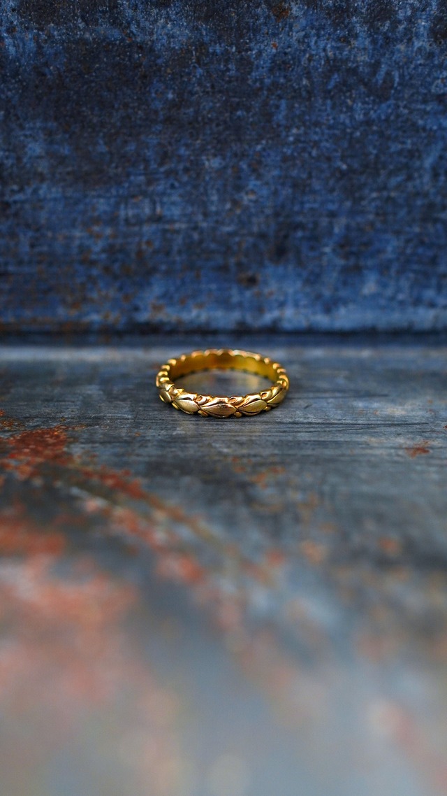 【VINTAGE】TIFFANY&Co. ティファニー イエロー ゴールド ローレル バンド リング《K18 指輪 月桂樹 ヴィンテージ オールド メンズ レディース》