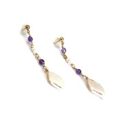 女性らしい色合いの 揺れ感が魅力的！在庫限り ダイヤモンド シェイプ パール & アメシスト ピアス sl3_8_20200709pp01