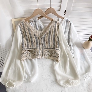 トップス カーディガン ショート丈 袖あり 長袖 パフスリーブ Vネック 襟なし 刺繍 シフォン ポケット かわいい 大人可愛い きれいめ シンプル カジュアル おしゃれ 大人女子 こなれ感 ラフ ラブリー キュート 個性的 無地 フラワー 夏 10代 20代 レディース 女性用 OL 通勤 学生 通学 デート お出かけ お泊まり 休日 アウトドア イベント リゾート 旅行 着回し 普段使い ファッション コーデ スタイル 楽ちん プレゼント ギフト ワンサイズ 色展開 ホワイト アプリコット