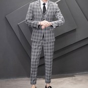 plaid formal casual suit 3piece 00036