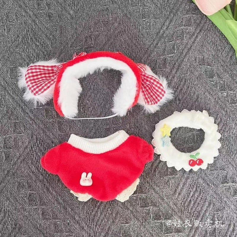 10cmぬい服】スターチェリーうさぎコーデ 10cm着せ替えぬいぐるみ用