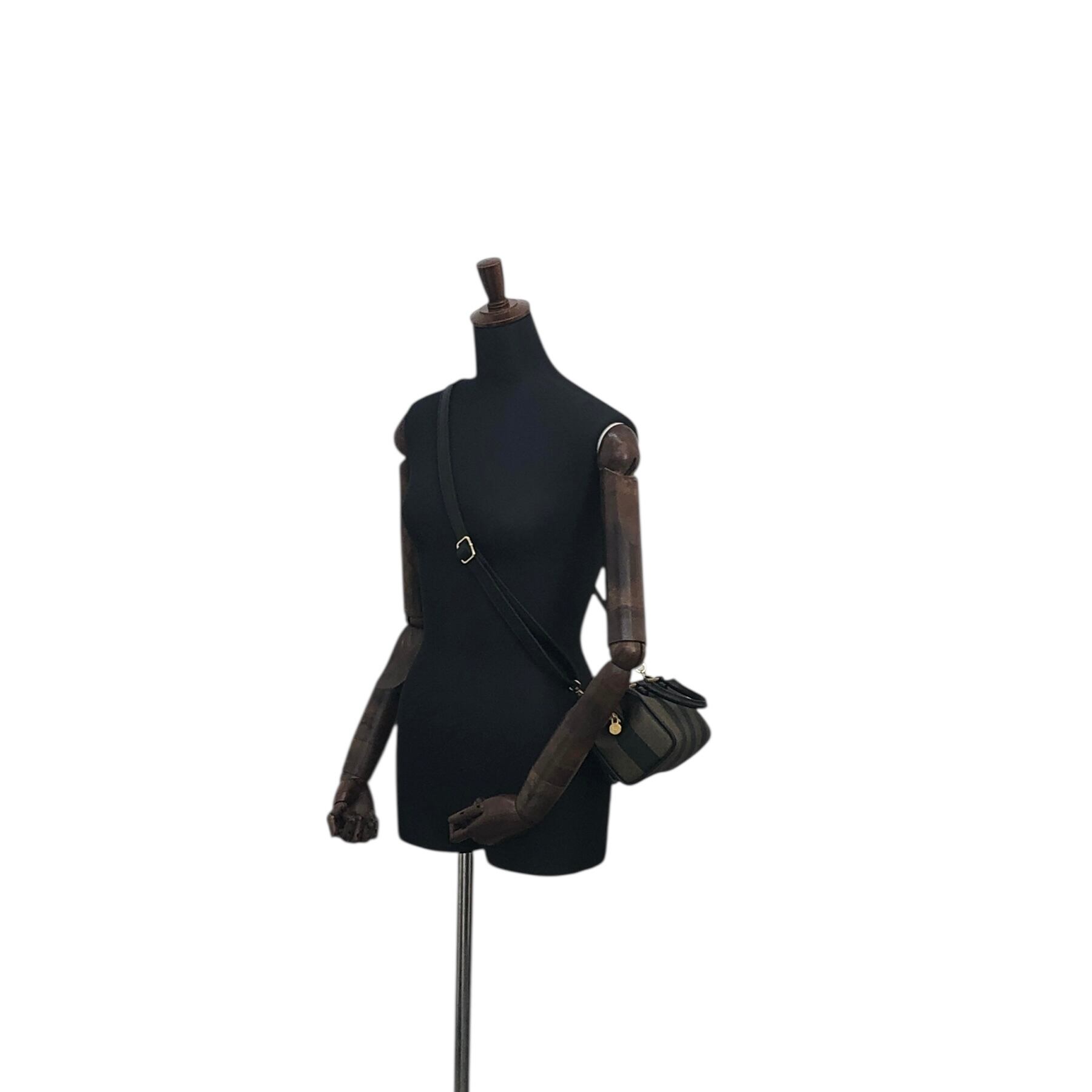 FENDI フェンディ ペカン柄 ハンドバッグ ブラック PVCレザー 2WAY