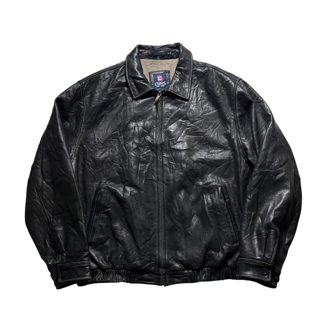 vintage CHAPS black leather drizzler jacket