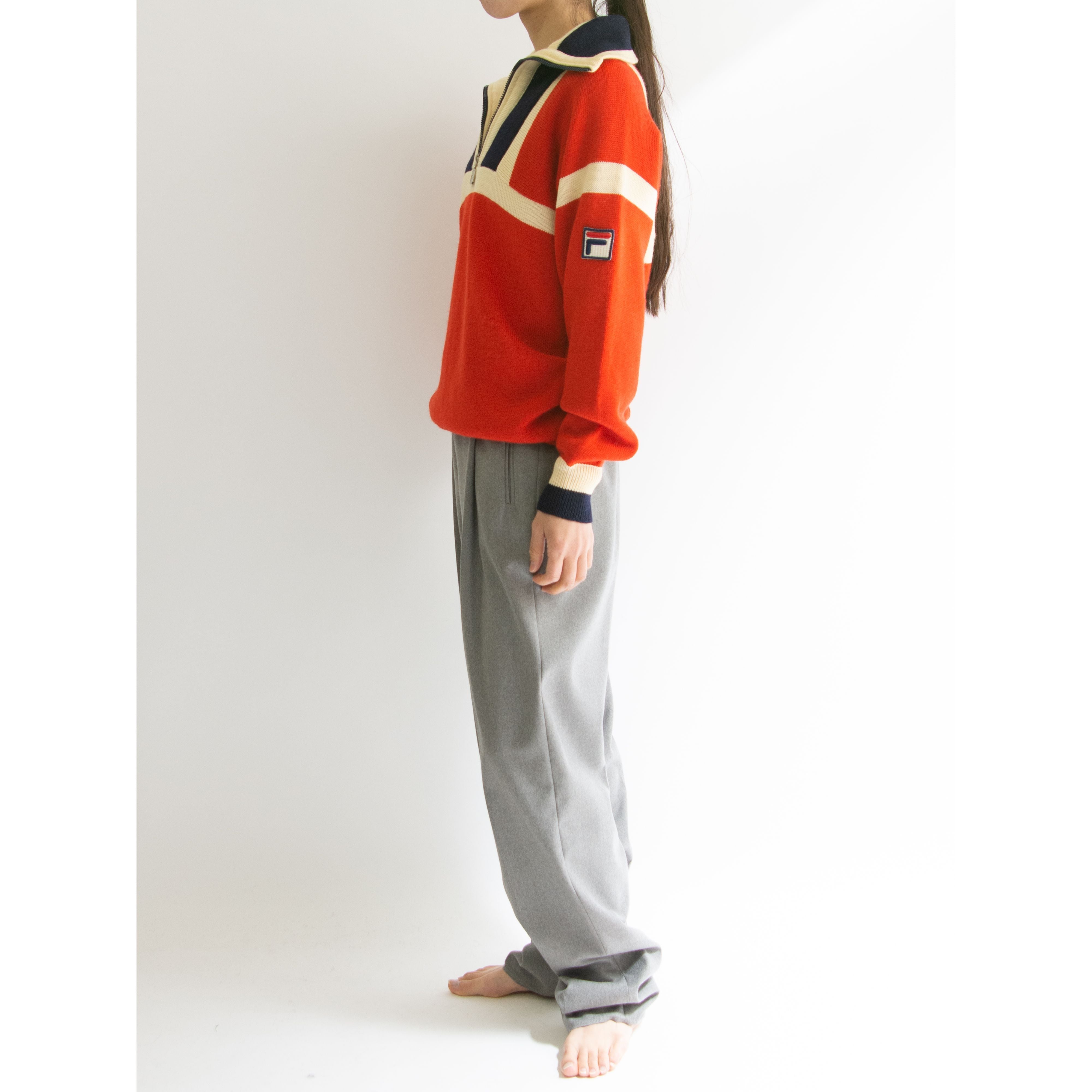 【FILA】Made in Italy 70-80's 100% Wool High Neck Sweater(フィラ イタリア製ハイネックウールセーター ハーフジップニット)