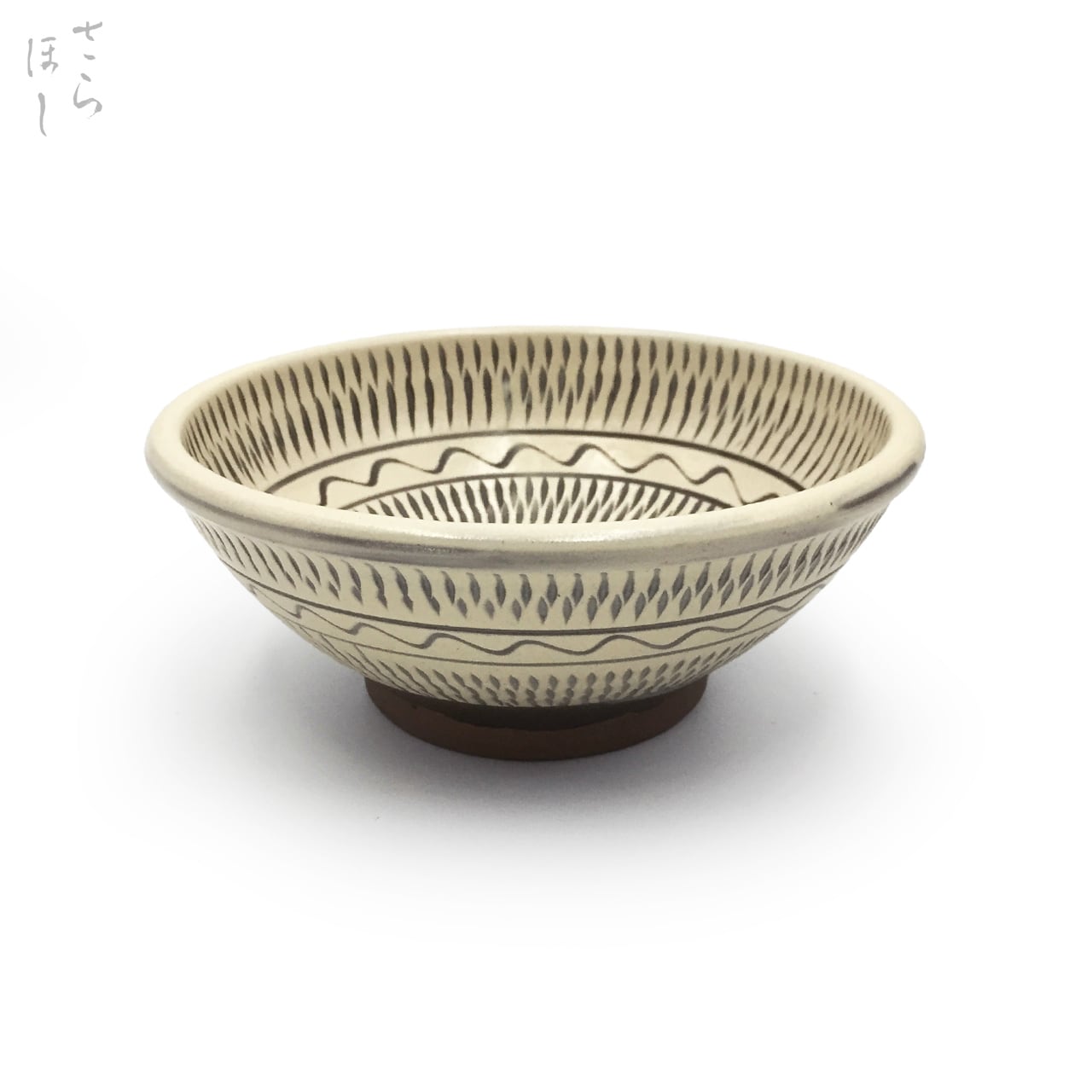 小鹿田焼 小袋窯 5寸小丼 内外飛びかんな 白 直径約15cm 陶器 和食器