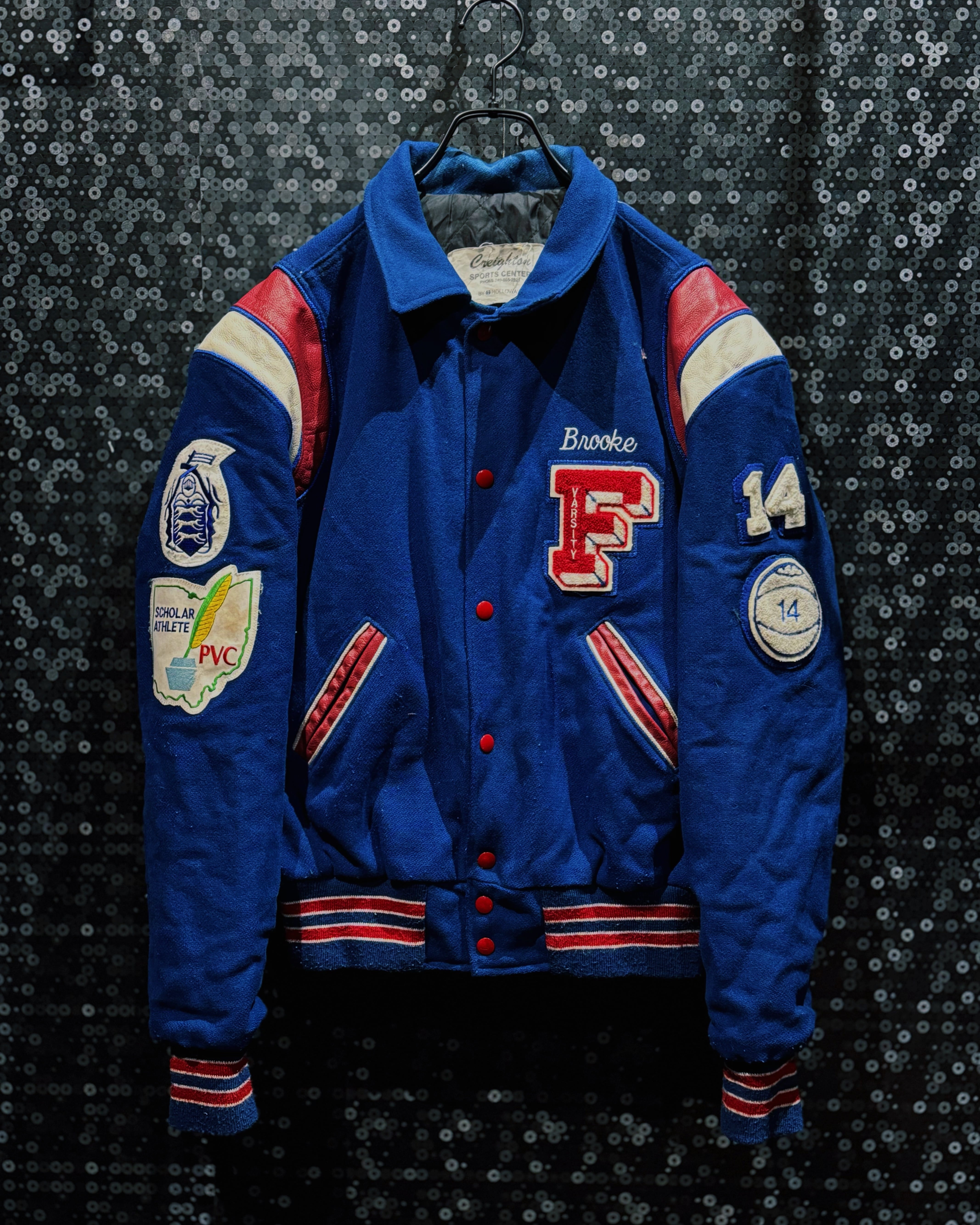 【ÆIEM】“Brooke F” vintage Scholar Athlete Varsity Wool Jacket – Blue × Red × White