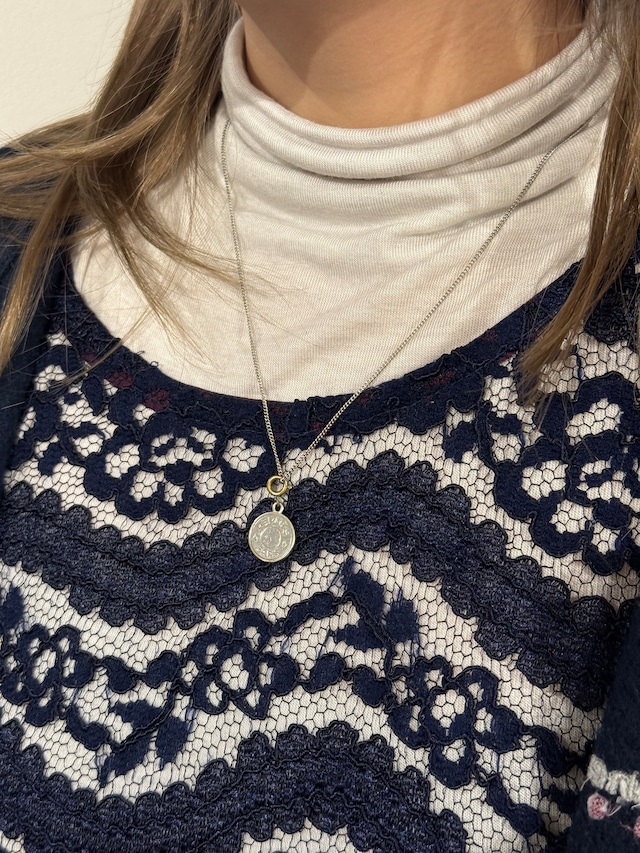 HERMES / vintage silver Sellier  small necklace④.