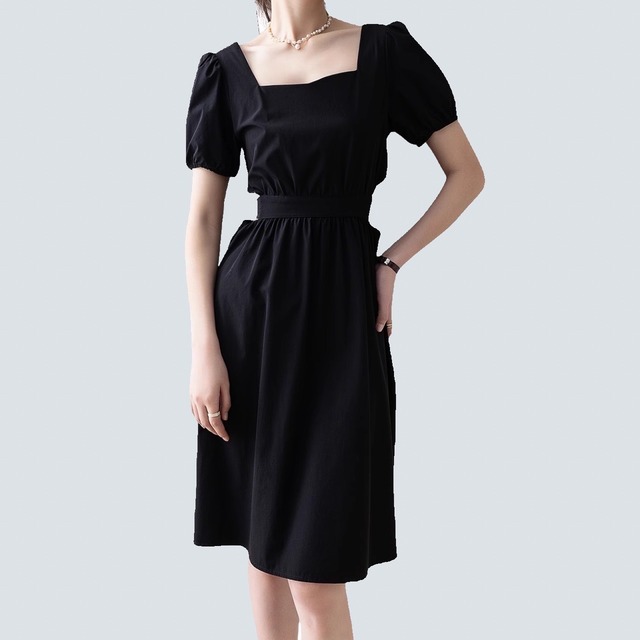 square neck side cutout dress LA2501150