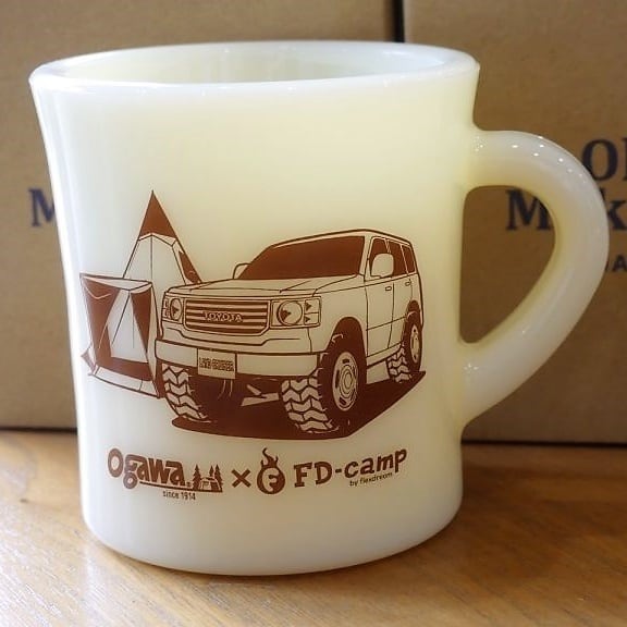小畑多丘マグカップ Olde Milk-glass ランドクルーザーマグカップ ogawa×FD-camp オールドミルク