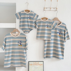 【夏作】親子コーデ　子供用カートゥーンロンパースORTシャツ　