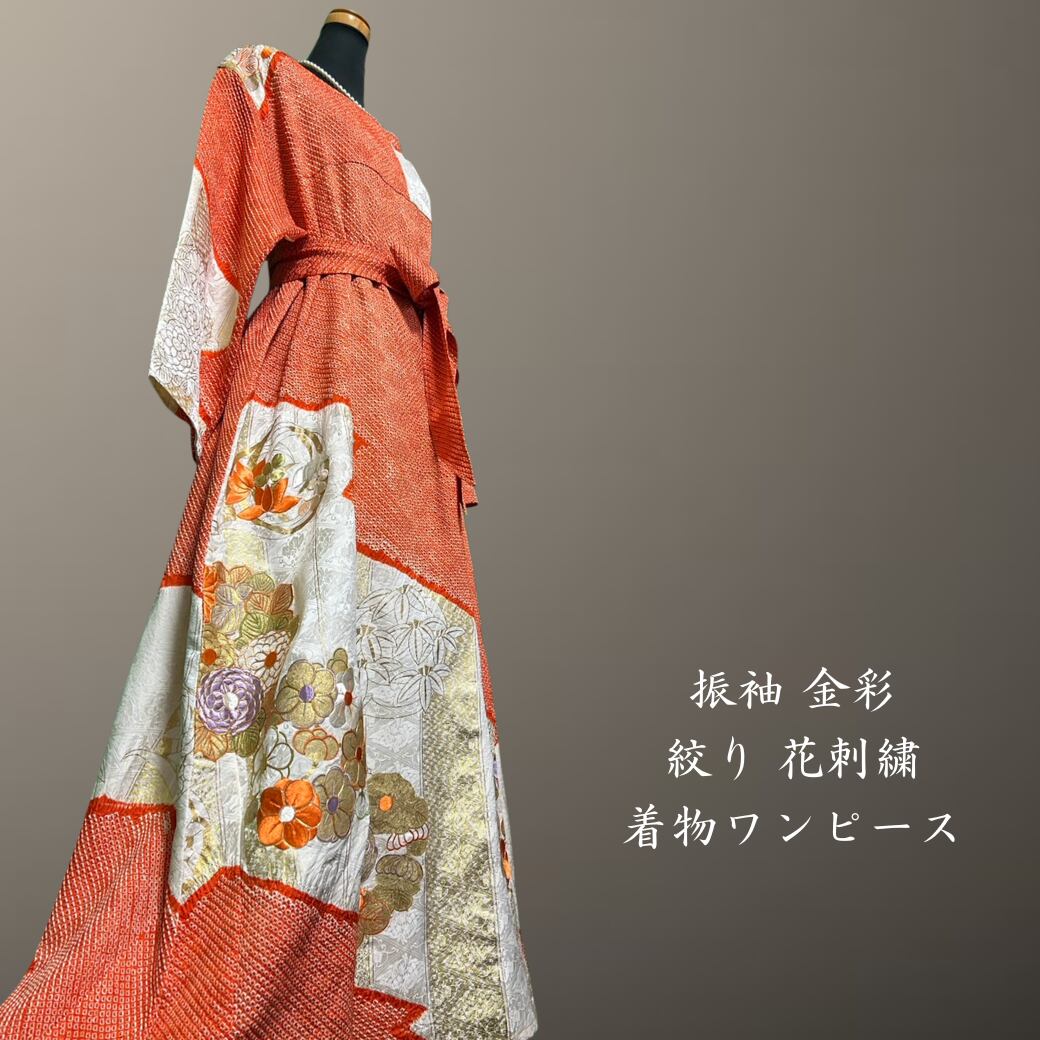振袖レンタル｜グレーに桜吹雪｜F0353｜L｜宅配着物レンタル・一式