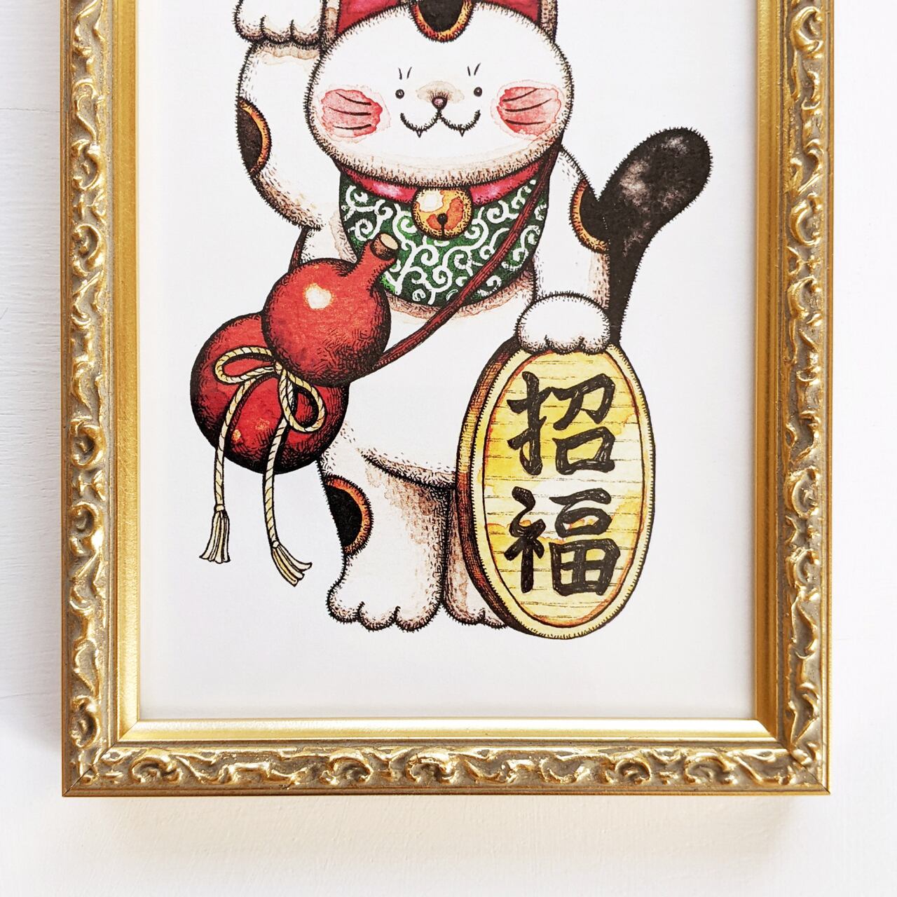 花招き猫　絵画　イラスト　ドローイング a2cb1d2c5a40ebf2ab1b78bbf0d550