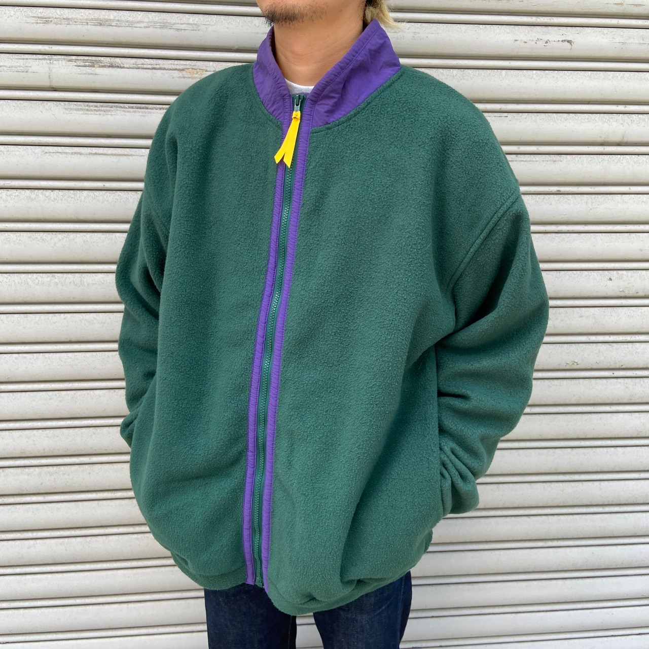 90s GAP オールドギャップ　フリースジャケット　グリーン　XL