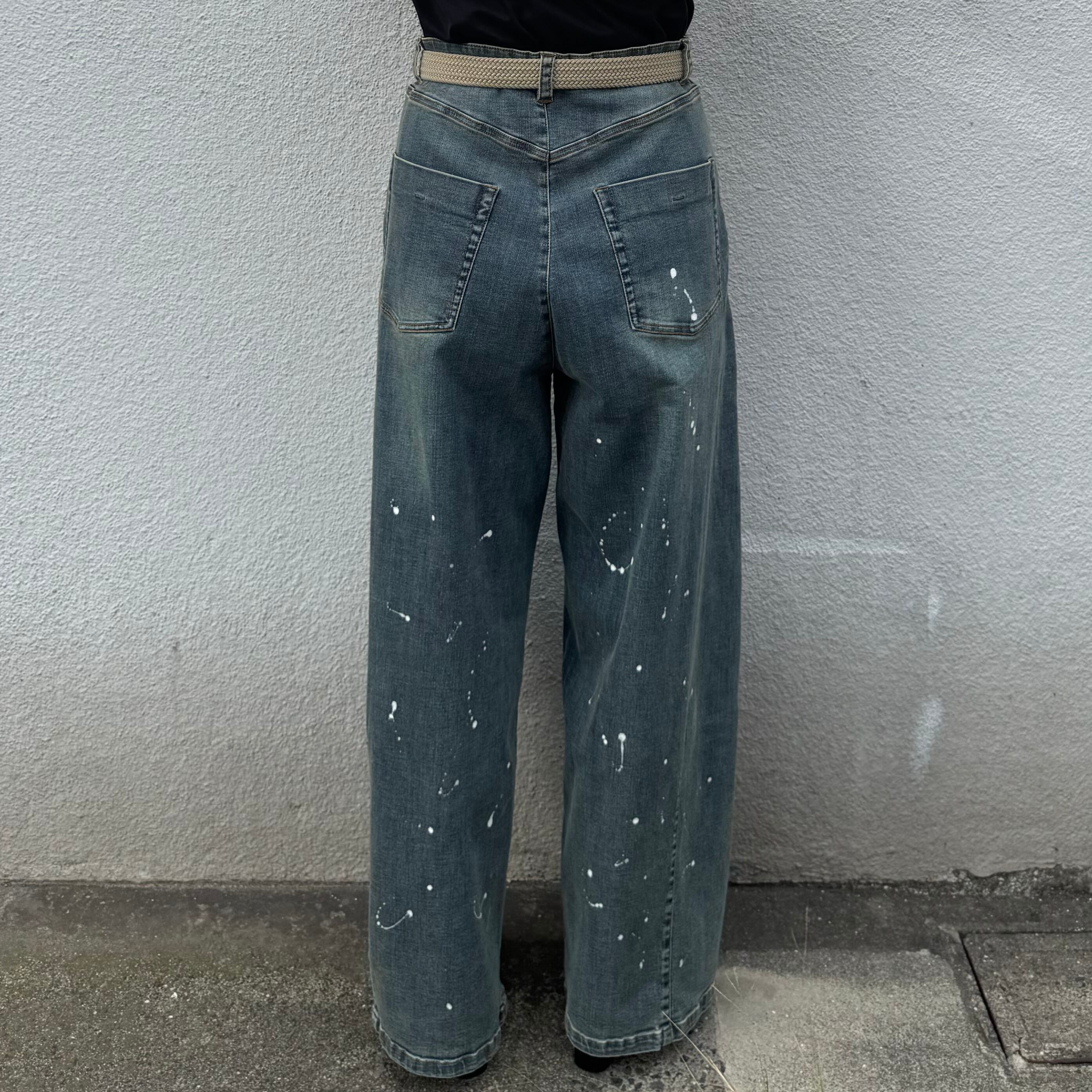 ayaneペイント加工バレルレッグデニムパンツ【新品】 ayane ペイント加工バレルレッグデニムパンツ(N) | whispermusee