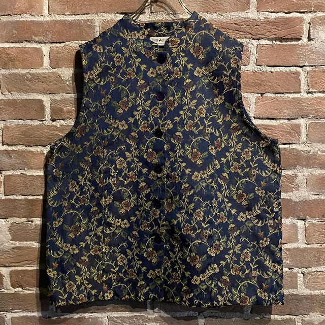 【Caka act3】Flower Pattern Vintage Loose Gobelin Vest