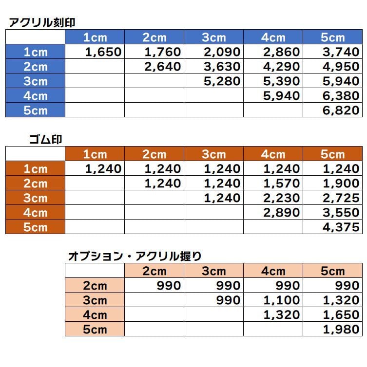 オーダー製作）アクリル刻印／ゴム印 | さんた屋 <レザークラフト