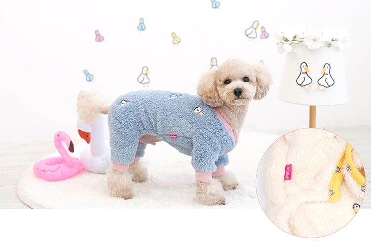 【SALE】ボタンフリースオールインワン S ~ 2XL 2color  /  犬服 秋冬 新作 もこもこ 可愛い 犬の服 ドッグウェア ペット ワンコ服 小型犬 中型犬 猫 ロンパース