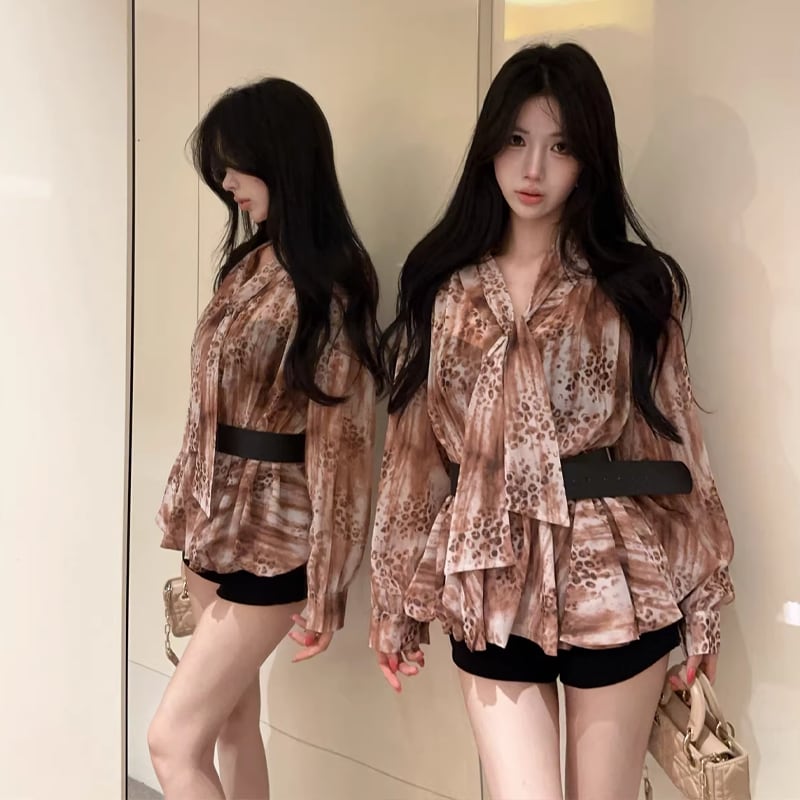 【tops】ベルト付きシフォントップス Q8336