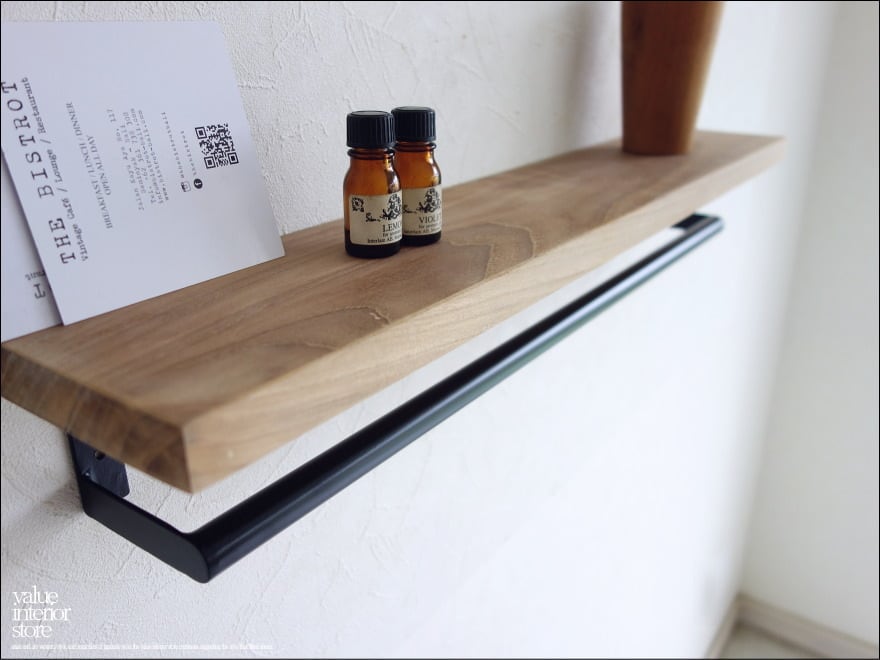 チークマルチハンガー角N 棚付きタオル掛け ウォールコートハンガー シェルフ ナチュラル 銘木 シンプル アイアンハンガー 総無垢 送料無料