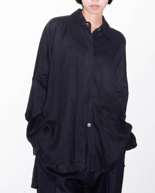 2010s PLANET - fly front wide linen shirt