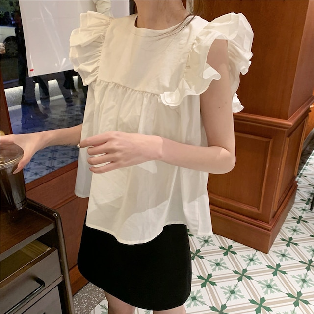 shoulder frill tanktop 2color