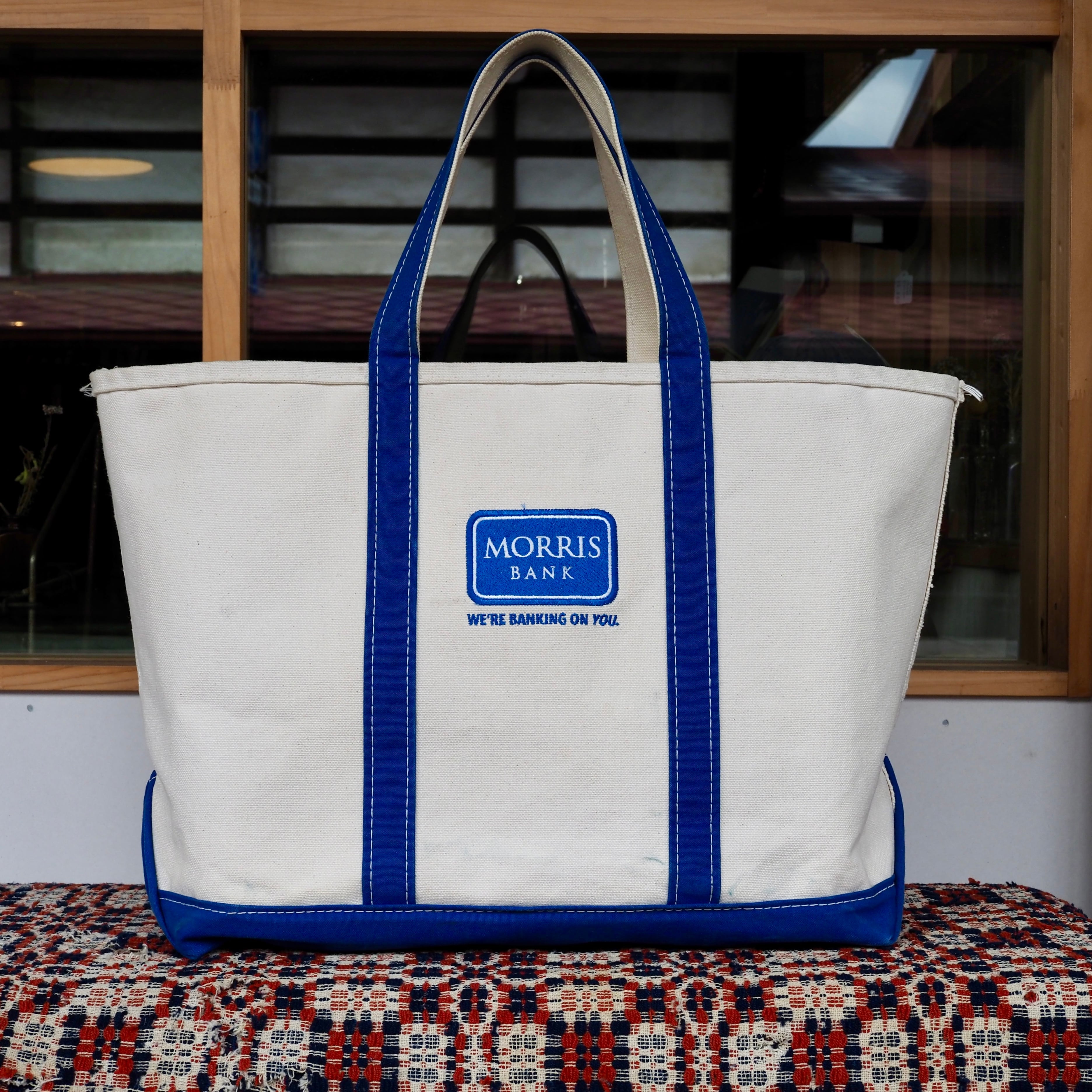 L.L.Bean BOAT AND TOTE Bag Blue USA製 LARGE ビーントート コットンキャンバス