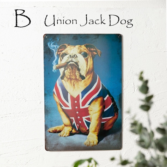 アンティーク レトロサイン ブリキ看板 30x20cm B. Union Jack Dog