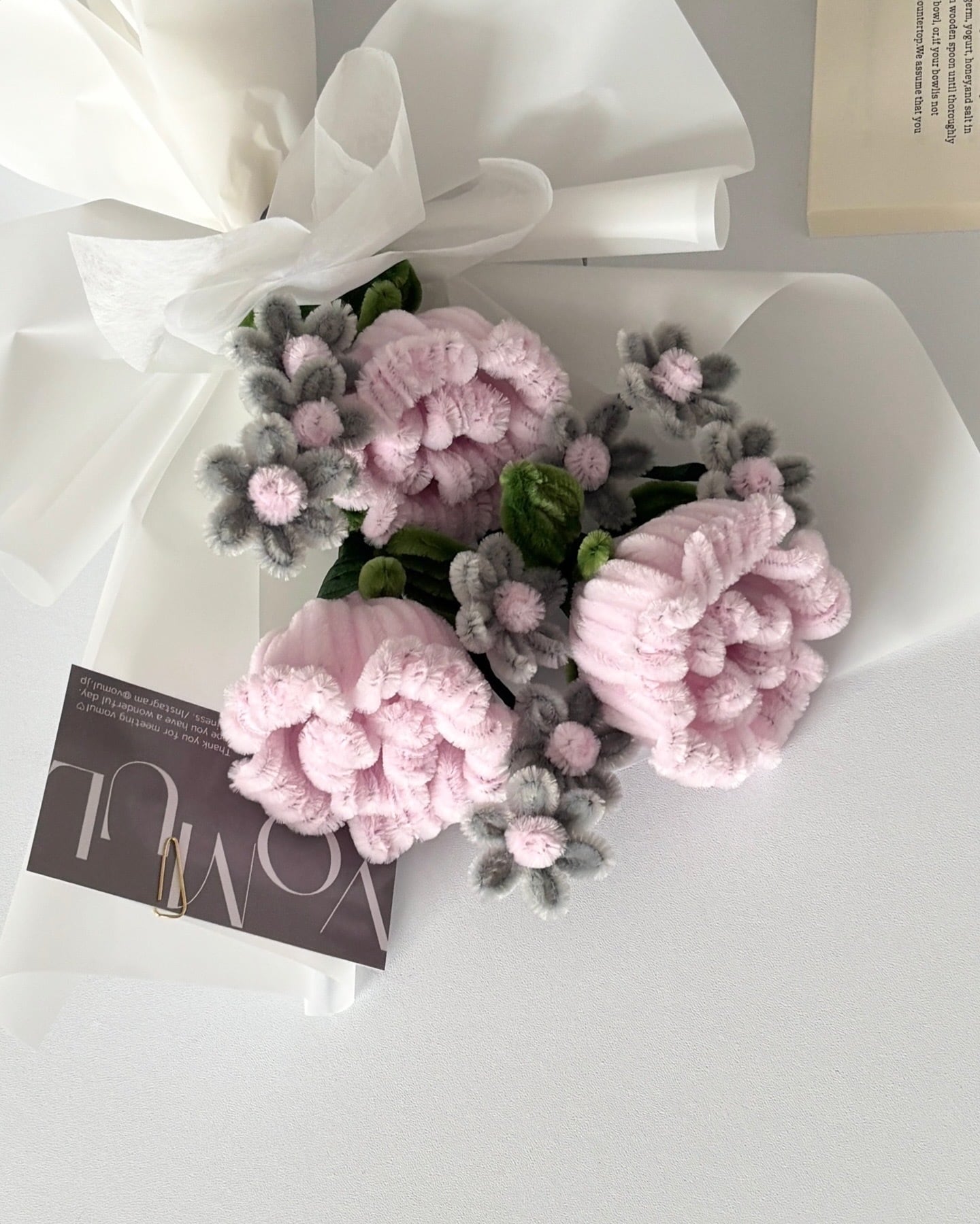 pink×gray M bouquet【モールフラワー6本】 | VOMUL
