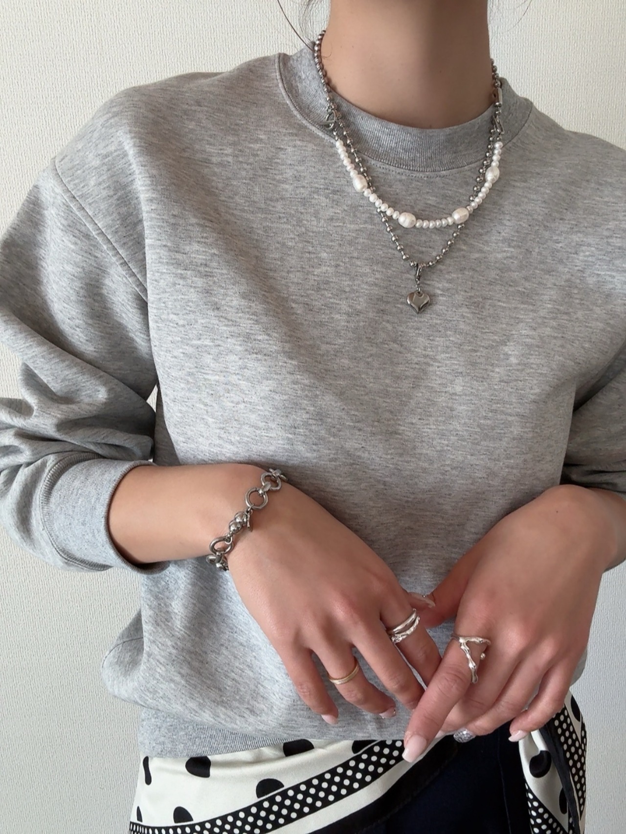 Pearl × Ball Chain Necklace ［SSN031］