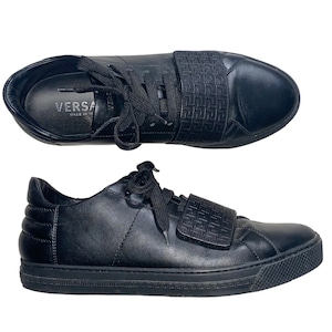 VERSACE black leather sneakers